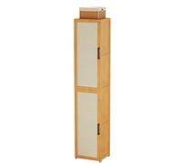 Vertical Shoe Rack Storage Organizer, Freestanding Bamboo Shoe Cabinet with Door, Tall Narrow Shoe Rack for Entryway Hallway Closet Bedroom, 33cm Depth