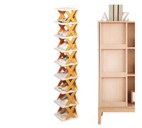 Vertical Shoe Rack - Tall Folding Shoe Shelf | Space-Saving Standing Slipper Sneaker Organizer Durable Material | Entryway Storage, RV Corner, Small Apartment, Closet Organization