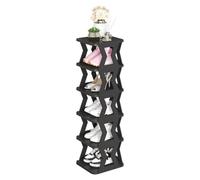 Vertical ShoeNarrow & Collapsible Storage Rack Stackable Plastic Shoe Tower for Closet Entryway Hallway Corner (6 Layers) - Maximize Space & Declutter!