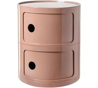 Vertical Side Cabinet Round Nightstand with Drawer 2/3/4-Tier Plastic Storage Sliding Door Night Table Stylish B Table (Dirty 2-Tier)