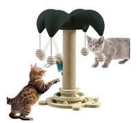 Vertical Sisal Cat Croboker - Tall Kitten Scratching Post with Nurse's Ball, Wooden Playhouse Towers | No Chip Robust Stable Suspension Ball Cat Toy, Interactive Climbing Furniture to Bottom
