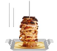 Vertical Skewer Kebab Stand Stainless Steel Kebab Skewer Pan with 8/10/12 Inch Removable Spikes, Chicken Skewers Brazilian Vertical Kebab Spike for Steak Chickens Fish Meat Shawarma (Set 1)