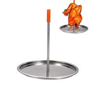 Vertical Skewer Stainless Steel Chicken Roaster Stand Barbecue Grilling Rack with Drip Tray for Steak, Chicken, Fish, Meat