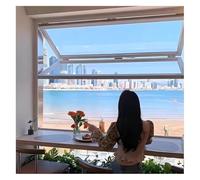 Vertical Sliding Service Window, Aluminum Alloy 85 °Opening Folding Sliding Window with Reinforced Glass & Locks for Coffee Shop Kitchen Food Truck((WXH)70x130cm)