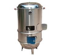 Vertical Smokers Stainless Charcoal BBQ Grill Barrel with Thermometer 360° Smokeless Outdoor Barbecue Grill for Travel