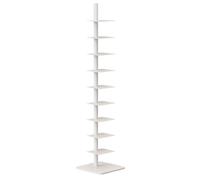 Vertical Spine Book Tower, Space-Saving Ladder Bookcase for Tight Corners, Multi-Purpose Storage Shelf for Home and Office
