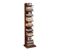 Vertical Spine Bookshelf Tower, Floor Standing Wood Bookcase, Modern Open Bookshelf, Invisible Floating Bookshelf, Multipurpose Display Shelf Storage Rack for Small Space(Dark brown-9 Tier)