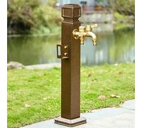 Vertical Square Garden Water Column, Outdoor Antifreeze Garden Water Tap with Brass Faucet, Freestanding Faucet with Hose Hanger, Weatherproof Yard Hydrant