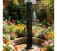 Vertical Square Garden Water Column, Outdoor Faucet Double Outlet Tap with Spray Gun, Decorative Yard Hydrant Hose Stand for Watering
