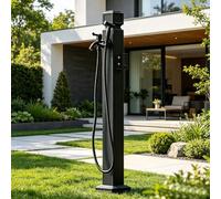 Vertical Square Garden Water Column, Outdoor Faucet Double Outlet Tap with Spray Gun, Decorative Yard Hydrant Hose Stand for Watering