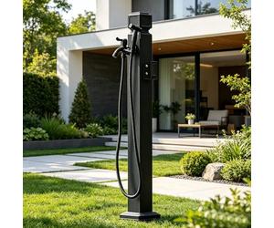 Vertical Square Garden Water Column, Outdoor Faucet Double Outlet Tap with Spray Gun, Decorative Yard Hydrant Hose Stand for Watering
