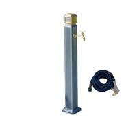 Vertical Square Garden Water Column with Brass Faucet Aluminum Alloy Yard Hydrant Water Column with 15m Spray Gun Weather Resistantt Large Diameter Inlet for Patio Lawn Irrigation Washing(C)