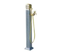 Vertical Square Garden Water Column with Brass Faucet Aluminum Alloy Yard Hydrant Water Column with Spray Gun Weather Resistantt Large Diameter Inlet for Patio Lawn Irrigation Washing(A)
