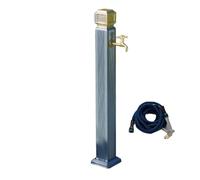 Vertical Square Garden Water Column with Brass Faucet Aluminum Alloy Yard Hydrant Water Column with 15m Spray Gun Weather Resistantt Large Diameter Inlet for Patio Lawn Irrigation Washing(B)
