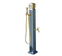 Vertical Square Garden Water Column with Brass Faucet Aluminum Alloy Yard Hydrant Water Column with Spray Gun Weather Resistantt Large Diameter Inlet for Patio Lawn Irrigation Washing(B)