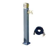 Vertical Square Garden Water Column with Brass Faucet Aluminum Alloy Yard Hydrant Water Column with 15m Spray Gun Weather Resistantt Large Diameter Inlet for Patio Lawn Irrigation Washing(D)