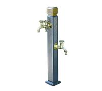 Vertical Square Garden Water Column with Double Brass Faucet Aluminum Alloy Yard Hydrant Water Column Weather Resistantt Large Diameter Inlet Easy Installation for Patio Lawn Irrigation Washing(B)