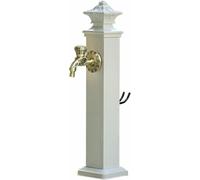 Vertical Square Garden Water Column with Full Copper Faucet, Floor Mounted Water Feature, Outdoor Decorative Yard Hydrant Fountain for Patio/Backyard