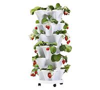 Vertical Stackable Flower Tower Outdoor Planters Multi-Layer Stand Garden Smart Pots for Strawberries Vegetables Herbs White - Three Petals Design