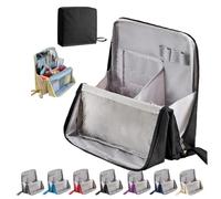 Vertical Standing Makeup Bag for Travel - Large Capacity Oxford Cosmetic Organizer with Compartments, Portable Storage Case for Toiletries & Stationery (Grey)