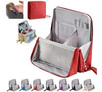 Vertical Standing Makeup Bag for Travel - Large Capacity Oxford Cosmetic Organizer with Compartments, Portable Storage Case for Toiletries & Stationery (Grey)