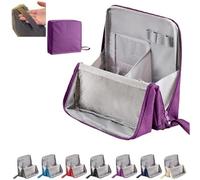 Vertical Standing Makeup Bag for Travel - Large Capacity Oxford Cosmetic Organizer with Compartments, Portable Storage Case for Toiletries & Stationery (Grey)