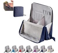 Vertical Standing Makeup Bag for Travel - Large Capacity Oxford Cosmetic Organizer with Compartments, Portable Storage Case for Toiletries & Stationery (Grey)