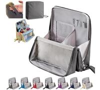 Vertical Standing Makeup Bag for Travel - Large Capacity Oxford Cosmetic Organizer with Compartments, Portable Storage Case for Toiletries & Stationery (Grey)