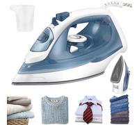 Vertical Steam Iron with 350ml Water Tank, 2m Cord, 2500W Powerful Electric Stream Iron,Self-Cleaning & Auto Shut-Off & Anti-Drip Feature & Spray Function, Non-Stick Soleplate for Smoother Glide, Blue