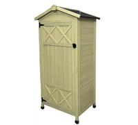 Vertical Storage Shed - Wooden Garden Tool Cabinet, Waterproof and Weather Resistant Organizer with Removable Shelves for Lawn and Backyard