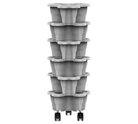 Vertical Strawberry Planter on Wheel, 6-Tier Rolling Stackable Garden Planter Tower for Indoor Outdoor Home Balcony Yard Patio Porch, Gray