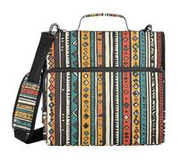 Vertical Stripes Boho Retro 1.5-Inch 3-Rings Zipper Binder with Strap Multi-Pocket Portable Home Travel Safe Storage Bag for Middle School