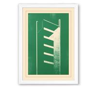 Vertical Structure Art Deco Framed Wall Art Print A2 (59.4×42cm) White, Wall Decor for Living Room, Bedroom, Office & Home, Ready to Hang, Art Gift