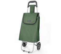 VERTICAL STUDIO Shopping Trolley 35 L - Foldable, Lightweight & Robust, with Aluminium Frame, Zip Pocket & Fastening, Up to 25 kg Load Capacity, Foldable & Removable (Dark Green)