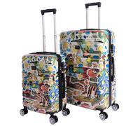 VERTICAL STUDIO x Fischer Art Set of 2 Suitcases - 20" & 28" Suitcase, Robust ABS Hard Shell, Smooth Wheels, Telescopic Handle, Integrated Combination Lock, All-Over Graphics, Colourful, Large, Small