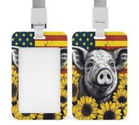 Vertical Sunflower Pets Badge Holder Heavy Duty Id Card Holder with Breakaway Lanyard Waterproof Name Tag Card Badge Holder Case Protector with Clear Window for Nurse Office