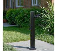 Vertical tap Outdoor Stainless Steel Vertical Garden Water Column, with Double Outlet Faucet, Black Freestanding Hose Stand Outside(Height: 60cm/23.6in)