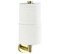 Vertical Toilet Paper Holder for Double Rolls Wall Mounted TP Roll Storage with Round Plate Stainless Steel Metal Toilet Paper Hanger for Bathroom Kitchen Durable Modern Design (Gold)