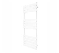 Vertical Towel Radiator Designer Flat Panel 1200mm x 450mm Bathroom Heated Rail Gloss White Central Heating Ladder Heater Wall Mounted Carbon Steel FREE Cleaning Brush Fixing Kit & Brackets White