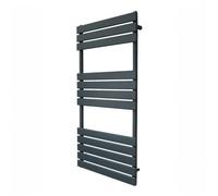 Vertical Towel Radiator Designer Flat Panel 1200mm x 600mm Bathroom Heated Rail Matt Anthracite Grey Central Heating Ladder Heater Wall Mounted Carbon Steel FREE Cleaning Brush Fixing Kit & Brackets
