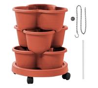Vertical Tower Structure for Garden, Stacking Pots for Growing Vegetables and Vegetables Outdoors | Stackable Planters with Wheels - For Indoor and Outdoor Balcony, Patio, Terrace, Garden, C