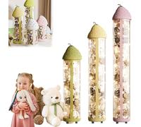 Vertical Toy Storage Tube, Stuffed Animal Storage Tube with Zipper, Toy Storage Tube, Stuffed Animal Organizer, Stuffed Animal Tube Storage with LED Light,Pink,142 * 25.5cm