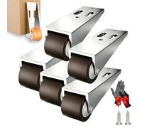 Vertical Track Roller Wheel, Duty Anti-Sag Support Design, Smooth Rolling Floor Protector Roller with Screws & Gloves, Load-bearing capacity 55Ib for Sagging Wood Gates & Barn Doors (Brown,5pcs)