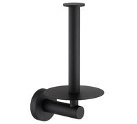 Vertical Tray Toilet Paper Holder - 304 Stainless Steel with Round Plate, Matte Black, Wall-Mounted Dispenser for Bathroom & Kitchen,Matte Black