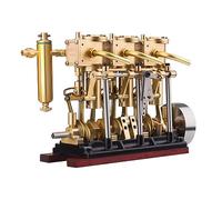 Vertical Triple-Cylinder Reciprocating Steam Engine with Reverse Rotation & Oil Cup for 80-120CM Model Ships, Physical Science Experiment Display for Adults (without Boiler)