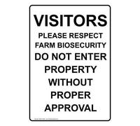 Vertical Visitors Please Respect Farm Biosecurity Sign Aluminum Safety Sign Warning Safety Sign 8x12 inches