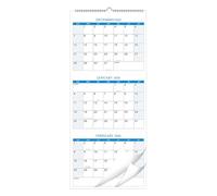 Vertical Wall Calendar - Paper 66x28.7cm Annual Layout | Three Month Planner with Daily Planning, Office Organization, Home Use, Organizer 2026 | Planific