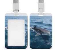 Vertical Whale Shark Badge Holder with Breakaway Lanyard Heavy-Duty Abs Id Card Protector Waterproof Clear Window for Nurse Teacher Office Worker Detachable for Id Badge Credit Card Transit Pass