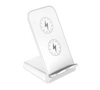 Vertical Wireless 15W Fast Charging Dual Coil Desktop Phone Stand Qi- Type-C Port Horizontal and Compatible with IOS Android Devices