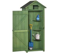Vertical Wood Tool Storage Cabinet With 3 Shelves Garden Shed Organiser